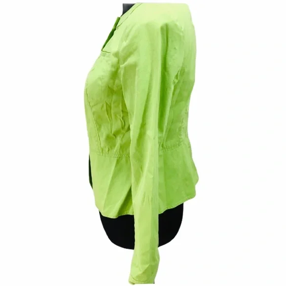 Talbots Button Down Jacket Lime Green Size 2 - Picture 4 of 7